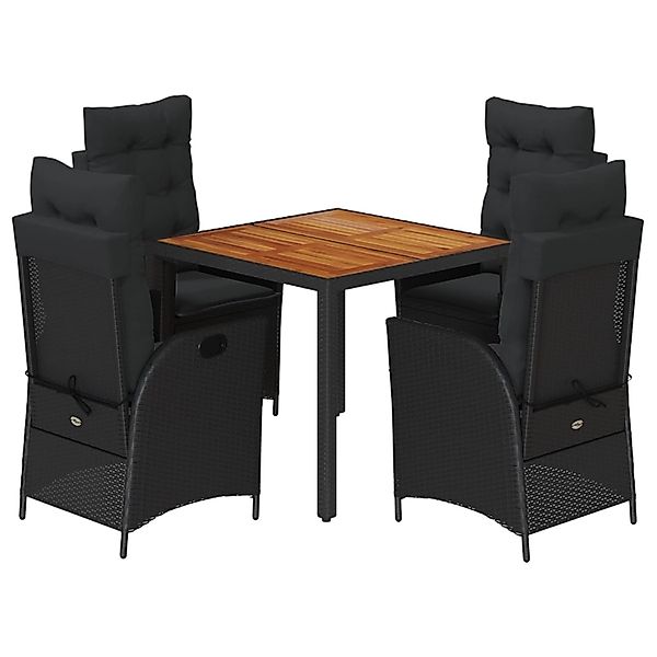 vidaXL 5-Tlg Garten-Essgruppe mit Kissen Schwarz Poly Rattan 3213095 günstig online kaufen