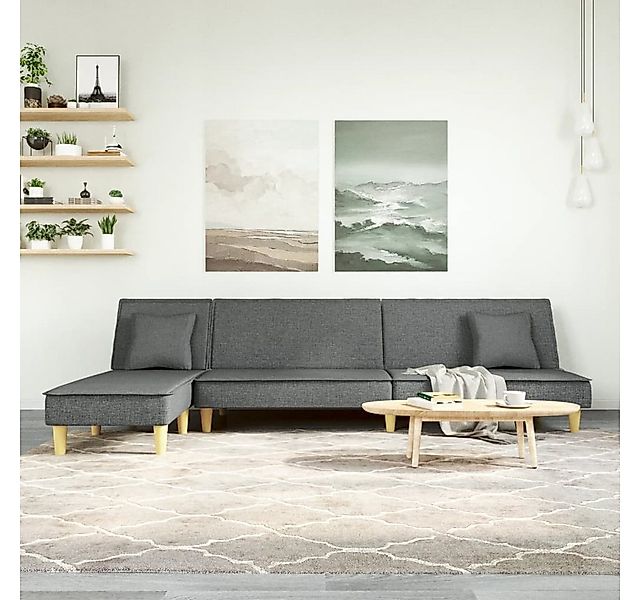 vidaXL Sofa Schlafsofa in L-Form Dunkelgrau 255x140x70 cm Stoff Chaiselongu günstig online kaufen