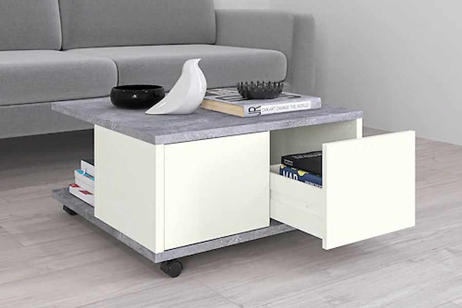 FMD Couchtisch »Twin« Schubladen als Push-to-open, viel Staur., mit Rollen, günstig online kaufen
