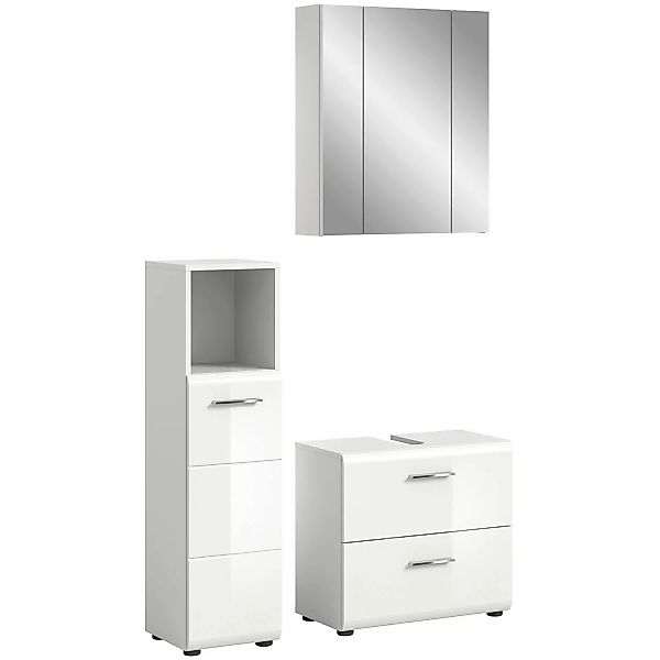 Badkombination m. Spiegelschrank Ice 105 cm x 190 cm x 32 cm Weiß-Weiß günstig online kaufen