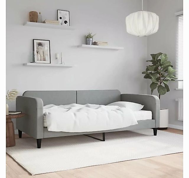 furnicato Bett Tagesbett mit Matratze Hellgrau 100x200 cm Stoff günstig online kaufen