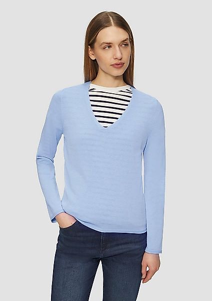 s.Oliver Longpullover Strickpullover Feinstrickpullover mit V-Ausschnitt un günstig online kaufen