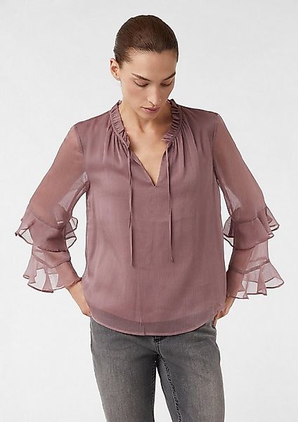 comma Langarmbluse Bluse Bluse mit femininen Volants aus Crêpe-Chiffon günstig online kaufen