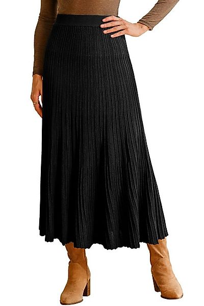 Arach&Cloz Strickrock Wollmischrock Midi-Röcke mit breitem Gummibund A-Lini günstig online kaufen