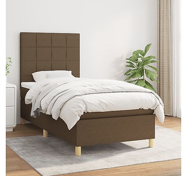 vidaXL Boxspringbett Boxspringbett mit Matratze Dunkelbraun 90x200 cm Stoff günstig online kaufen