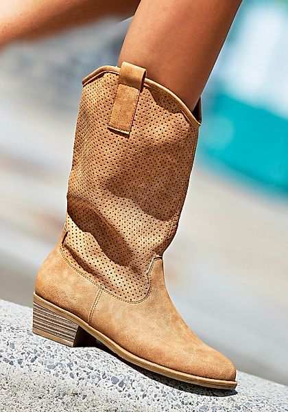 LASCANA Westernstiefel Sommer Boots, Ankle Stiefelette, Schlupfstiefel, Cow günstig online kaufen