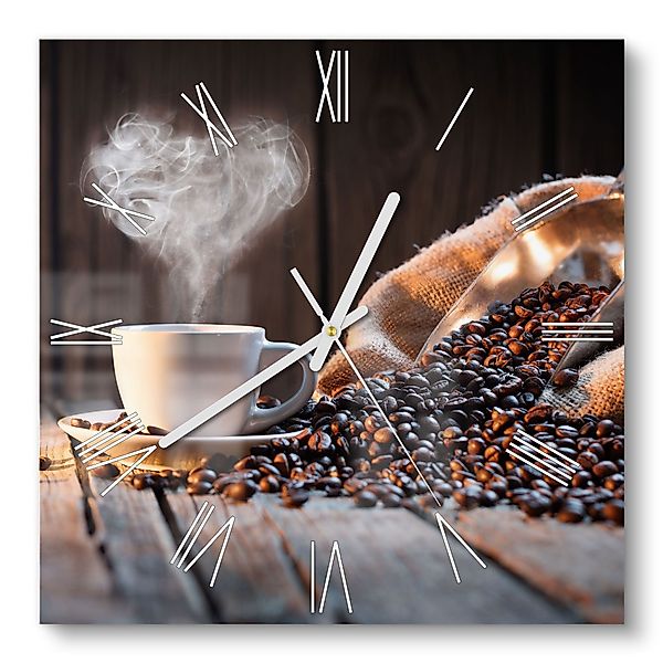 DEQORI Wanduhr 'Rustikale Kaffeeliebe' (Glas Glasuhr günstig online kaufen