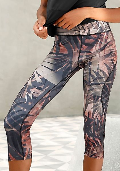 LASCANA ACTIVE Caprileggings "Tropical", mit abstraktem Palmenprint günstig online kaufen