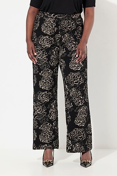Ulla Popken Funktionshose Jacquard-Jerseyhose Blüten weites günstig online kaufen