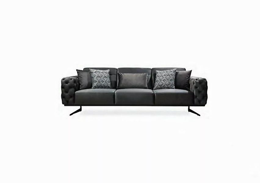 JVmoebel 4-Sitzer Grauer Chesterfield Sofa 4-Sitzer Luxus Wohnzimmer Design günstig online kaufen