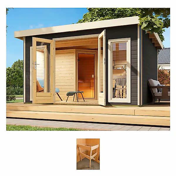KONIFERA Saunahaus »Maiko 3 SET A« terragrau, ohne Ofen günstig online kaufen