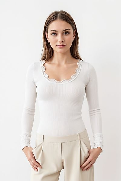 rosemunde Langarmshirt "Benita Silk Blouse" Langarm, mit Spitze, feminin, b günstig online kaufen