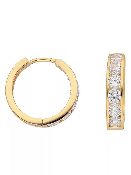 Adelia´s Paar Ohrhänger "333 Gold Ohrringe Creolen Ø 15,7 mm", mit Zirkonia günstig online kaufen