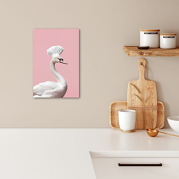 OneMillionCanvasses® Leinwandbild Schwan - Kochmütze - günstig online kaufen