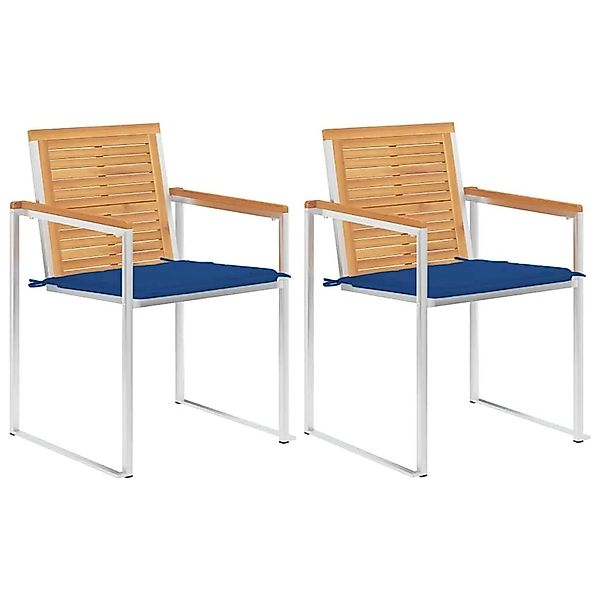 vidaXL Gartenstühle mit Kissen 2 Stk Massivholz Teak und Stahl 3061525 günstig online kaufen