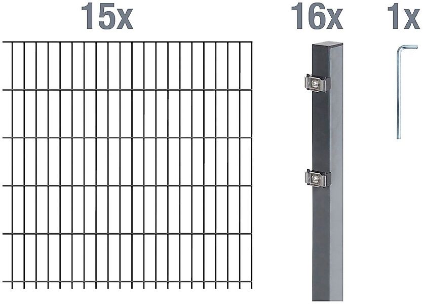 Alberts Doppelstabmattenzaun Grundset, (Set), Höhe: 80-160 günstig online kaufen