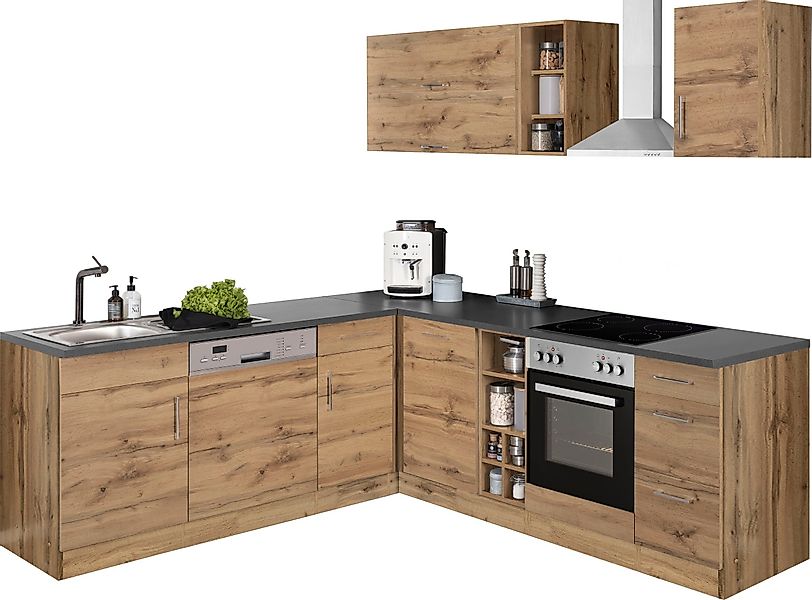KOCHSTATION Winkelküche "KS-Colmar", mit E-Geräten, Stellbreite 210/240 cm günstig online kaufen