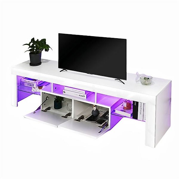 LETGOSPT TV-Schrank TV Board Hochglanz, Lowboard mit LED-Beleuchtung, 160cm günstig online kaufen