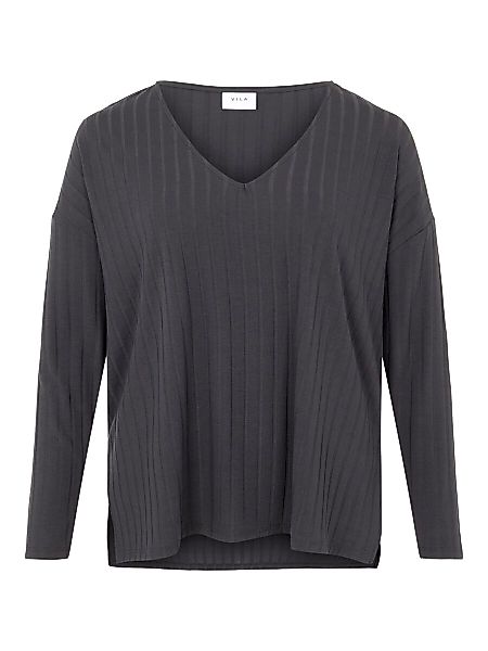 VILA Curve – Ripp- Pullover Damen Grau günstig online kaufen
