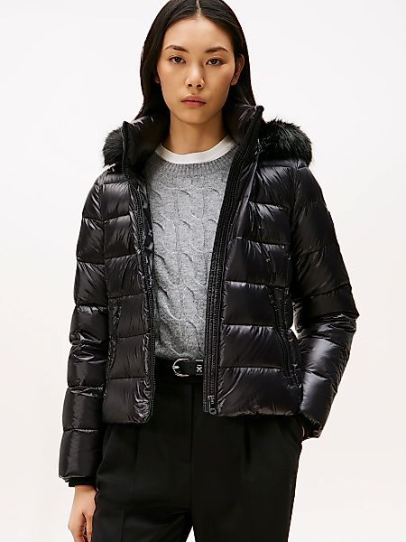Tommy Hilfiger Steppjacke "GLOSS HW DOWN SLIM JACKET W FUR" in leicht glänz günstig online kaufen