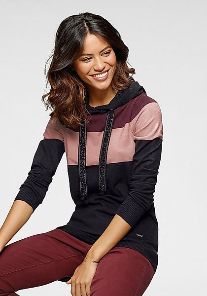 Laura Scott Strickpullover mit Kapuze und glitzernden Bändern günstig online kaufen