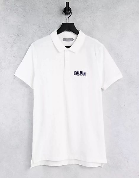 Calvin Klein Jeans – Polis – Schmal geschnittenes Polohemd-Weiß günstig online kaufen