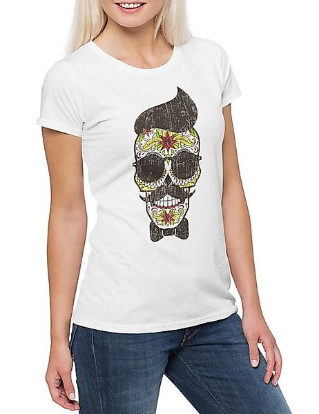 Urban Backwoods Print-Shirt Sugar Skull Hipster Damen T-Shirt Schädel Mexik günstig online kaufen