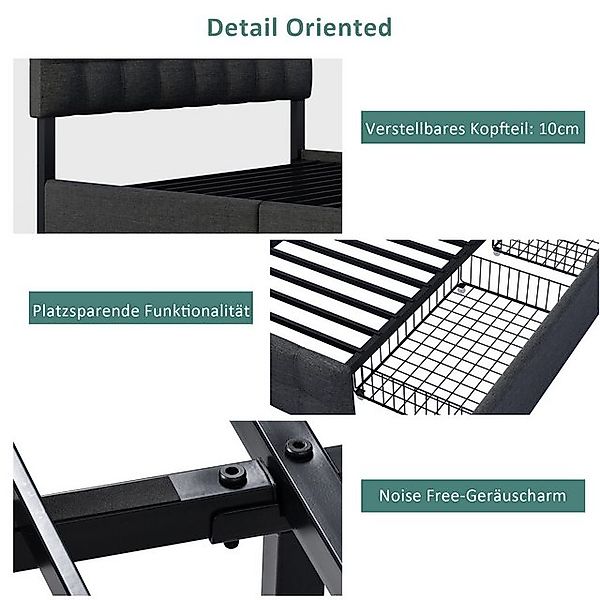 STILVORA Polsterbett 140×200 Jugendbett Doppelbett mit Stauraum & verstellb günstig online kaufen