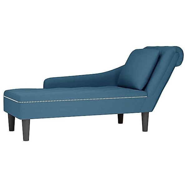 vidaXL Chaiselongue Chaiselongue mit Kissen und Rechter Armlehne Blau Samt, günstig online kaufen