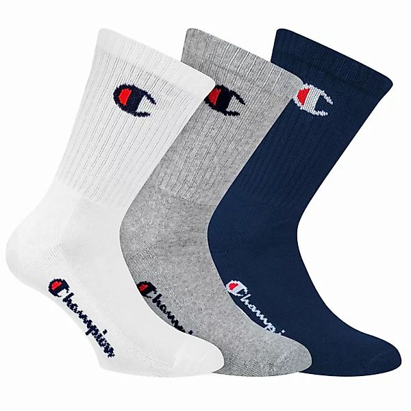 Champion Unisex Socken, 3 Paar - Crew Socken Legacy Blau/Grau/Weiß EU 43-46 günstig online kaufen