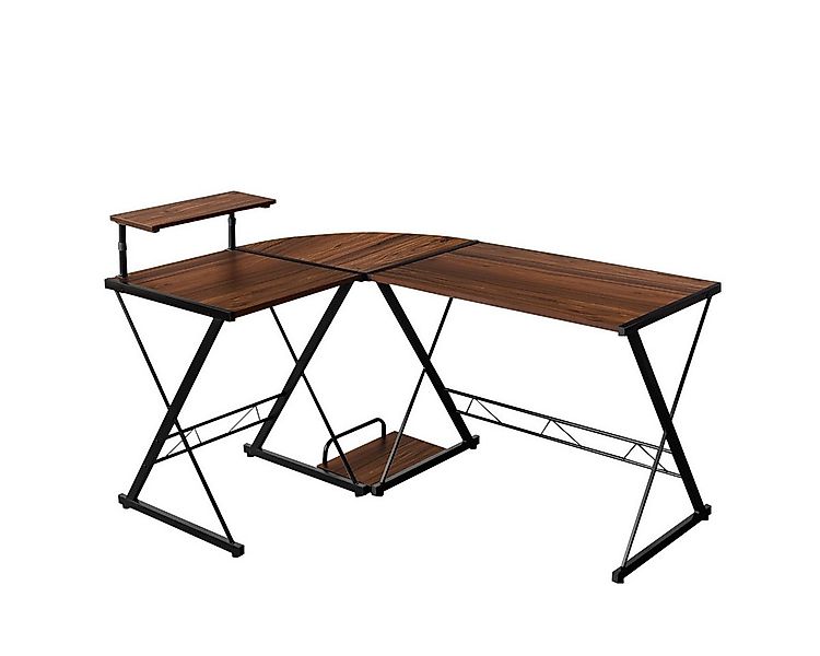 COSTWAY Computertisch, Monitorregal, CPU-Ständer, Metallrahmen, 147x112x79c günstig online kaufen