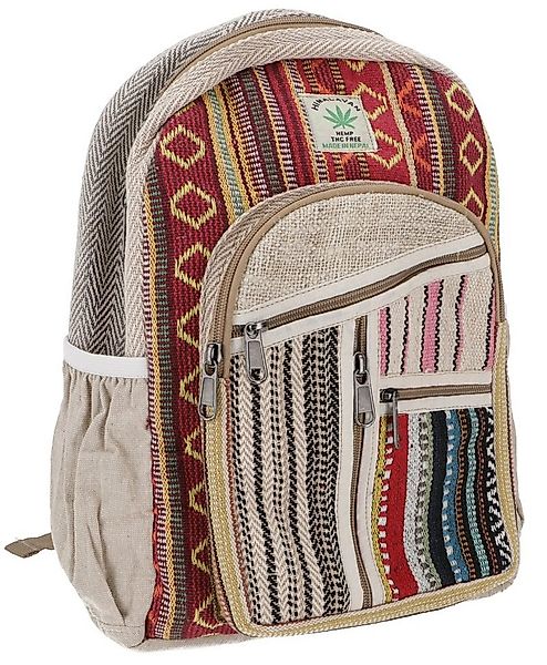 Guru-Shop Freizeitrucksack Bunter Ethno Hanf Rucksack - beige/rot günstig online kaufen