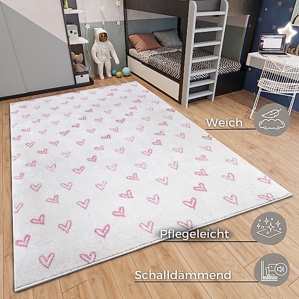 HANSE Home Kinderteppich »Adventures Hearts«, rechteckig, 7 mm Höhe, Spielt günstig online kaufen