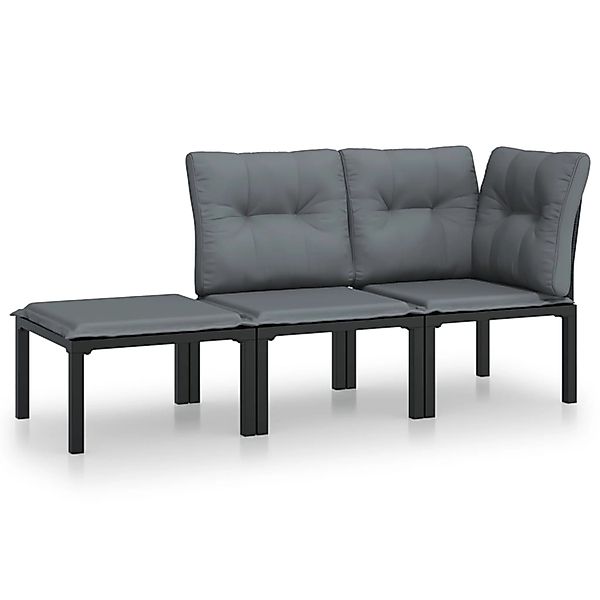 Vidaxl 3-tlg. Garten-lounge-set Schwarz Und Grau Poly Rattan günstig online kaufen