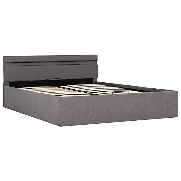 vidaXL Bett, Bett mit Bettkasten Hydraulisch mit LED Taupe Stoff 120x200 cm günstig online kaufen