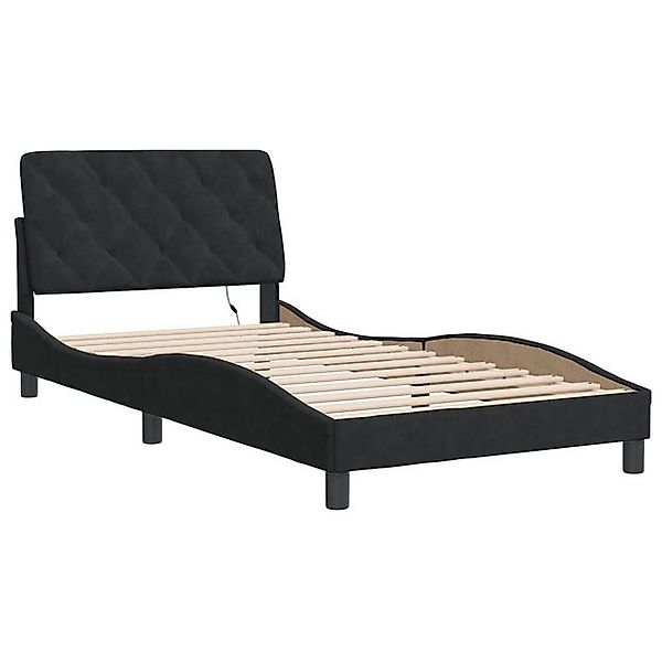 vidaXL Bett Bettgestell mit LED ohne Matratze Schwarz 100x200 cm Samt günstig online kaufen