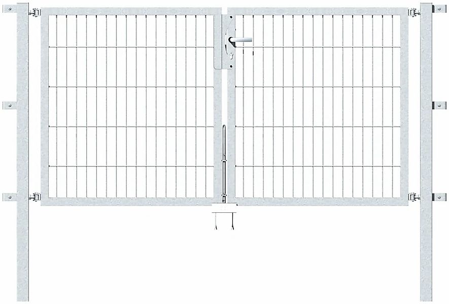 Metallzaun Doppeltor für Doppelstabmatte verzinkt z. Einbeton. 100 cm x 200 günstig online kaufen