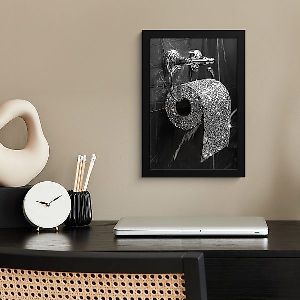 MuchoWow Poster WC - Toilettenpapier - Schwarz und weiß - Glitter, (1 St), günstig online kaufen