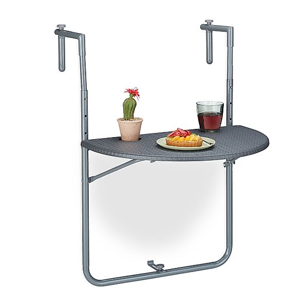 relaxdays Balkonhängetisch Grauer Balkonhängetisch klappbar günstig online kaufen