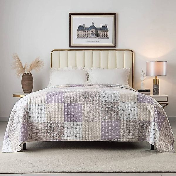 Woltu Tagesdecke, Bettdecke in Patchwork-Design lila günstig online kaufen