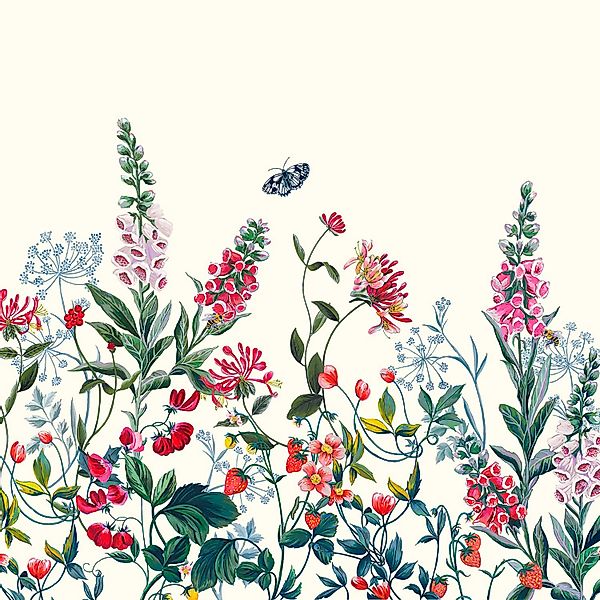 Joules Fototapete Permaculture Garden Crème 300 cm x 280 cm Rosa-Grün FSC® günstig online kaufen