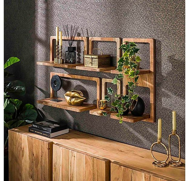 RINGO-Living Wandregal RINGO-Living Wandregal Set Njörd aus Akazienholz in günstig online kaufen