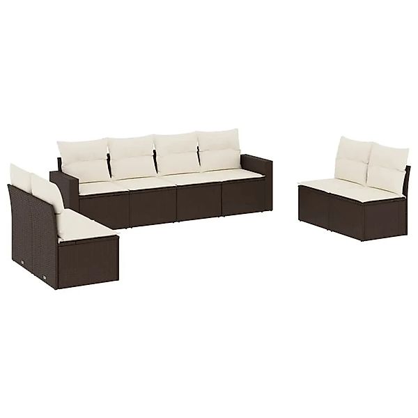 vidaXL 8-Tlg Garten-Sofagarnitur mit Kissen Braun Poly Rattan 3251190 günstig online kaufen