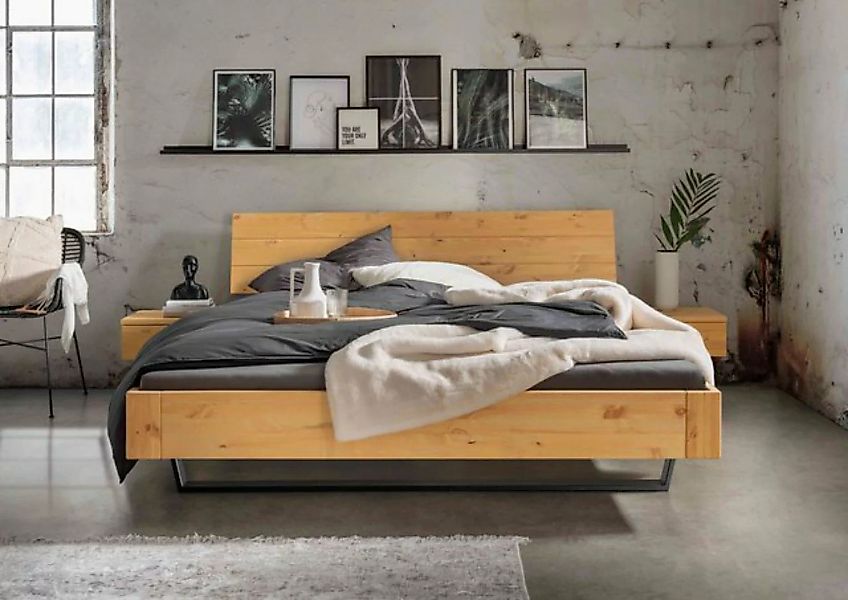 Natur24 Einzelbett Kiel Bett 165 x 220 x 87 cm Kiefernholz Metall günstig online kaufen