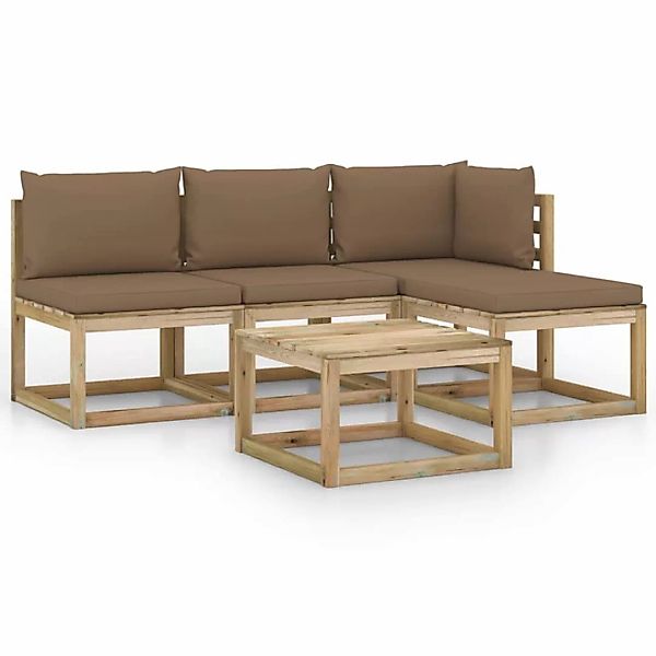 5-tlg. Garten-lounge-set Mit Taupe Kissen günstig online kaufen