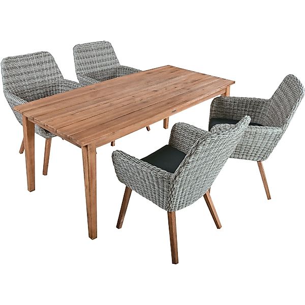 Garden Pleasure Sitzgruppe Rapallo/ Visalia 5-teilig Braun-Grau FSC® günstig online kaufen