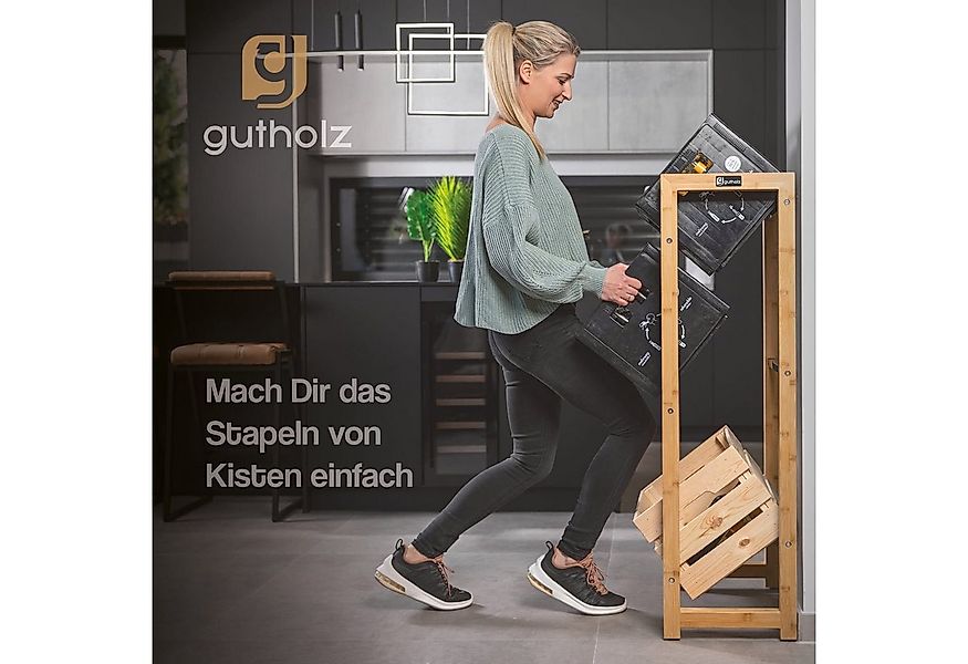 gutholz Standregal Getränkekistenregal aus Bambus & Edelstahl für 3 Kisten günstig online kaufen
