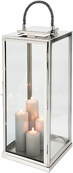 Fink Kerzenlaterne "SEVILLA" Silberfarben - aus Edelstahl und Glas günstig online kaufen