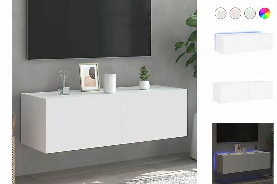 vidaXL TV-Schrank TV-Wandschrank mit LED-Leuchten Weiß 100x35x31 cm günstig online kaufen