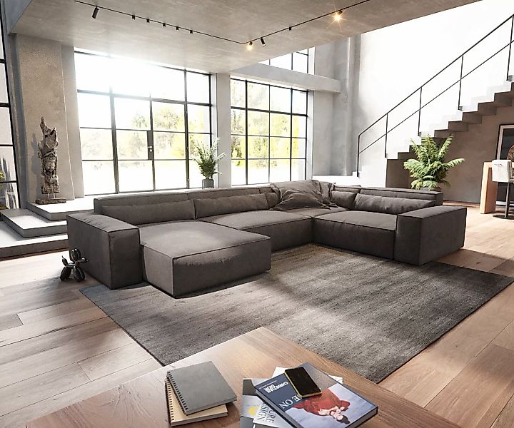 DELIFE Big-Sofa Sirpio, XL Mikrofaser Schwarz günstig online kaufen